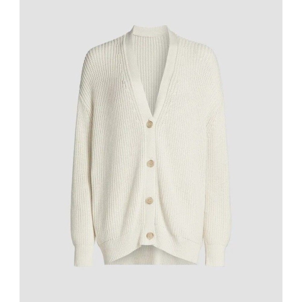 Jenni Kayne Organic Cotton Cocoon Cardigan Sz S Ivory Cream Chunky Knit Sweater
